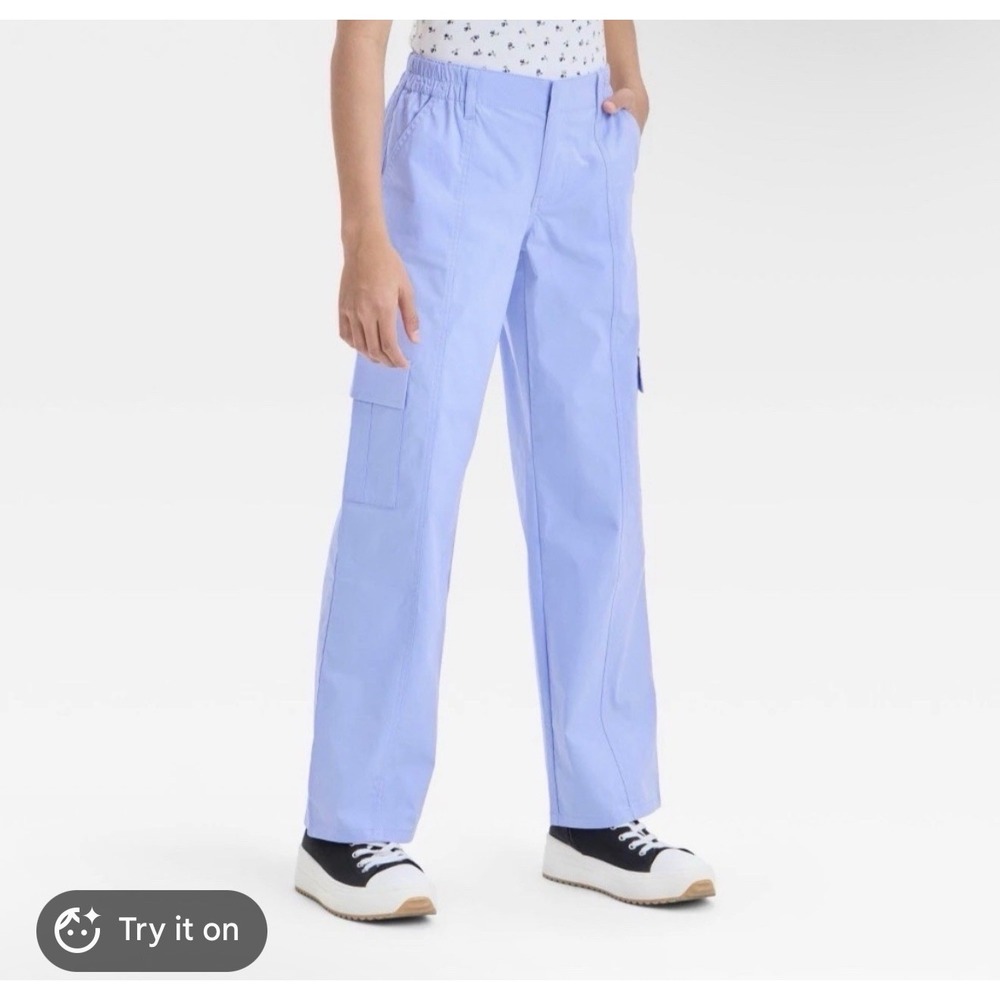 Art Class Girls Light Blue Cargo Pants Mid Rise Relaxed Leg Size L 10/12 NWT
